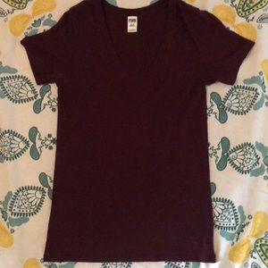 Maroon PINK Victoria Secret V-neck t-shirt